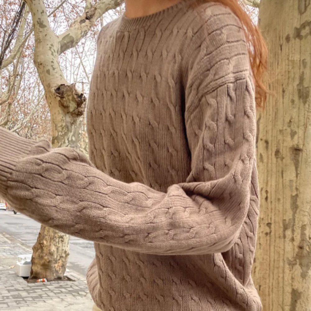 BRANDY MELVILLE BRIANNA COTTON CABLE KNIT SWEATER